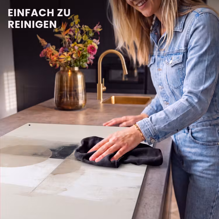 2-in-1 Herdabdeckplatte & Spritzschutz - Kreis - Zusammensetzung - Tiefe - Beige - Cirkel - Compositie - Diepte - Beige Inductie beschemer met haakjes klein