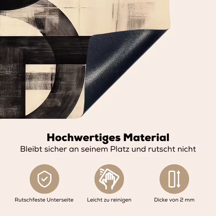 2-in-1 Herdabdeckplatte & Spritzschutz - Kreise - Balken - Schwarz - Abstrakt - Cirkels - Balken - Zwart - Abstract Inductie beschemer met haakjes klein