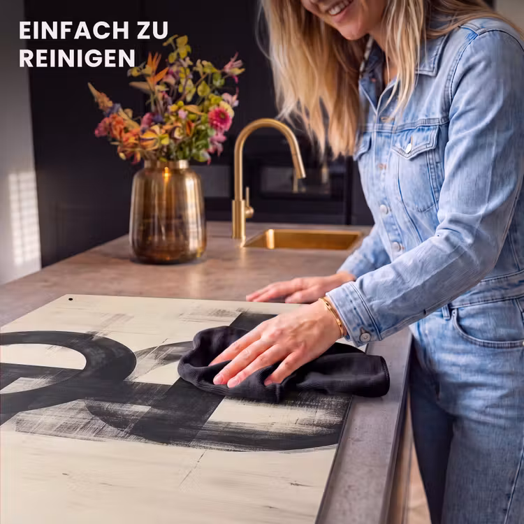 2-in-1 Herdabdeckplatte & Spritzschutz - Kreise - Balken - Schwarz - Abstrakt - Cirkels - Balken - Zwart - Abstract Inductie beschemer met haakjes klein