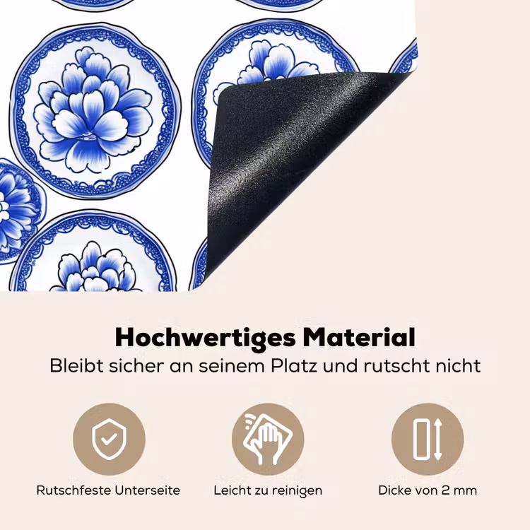 Cirkels - Bloemen - Blauw Inductie beschemer met haakjes klein 777 -ky-onderkant-de