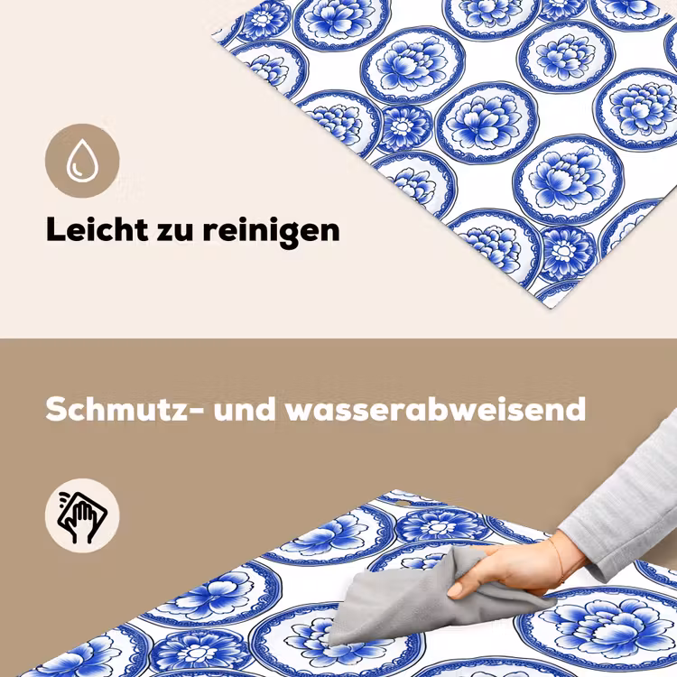 Cirkels - Bloemen - Blauw Inductie beschemer met haakjes klein 777 -ky-schoon-de