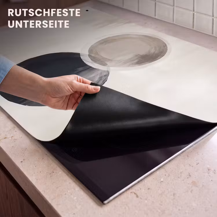 2-in-1 Herdabdeckplatte & Spritzschutz - Kreise - Form - Beige - Abstrakt - Cirkels - Vorm - Beige - Abstract Inductie beschemer met haakjes klein