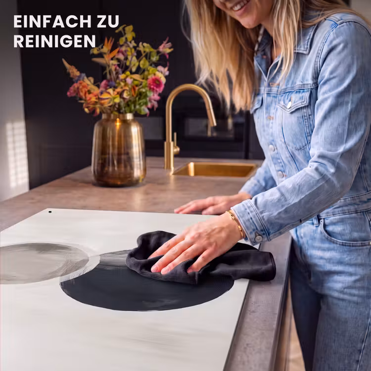 2-in-1 Herdabdeckplatte & Spritzschutz - Kreise - Form - Beige - Abstrakt - Cirkels - Vorm - Beige - Abstract Inductie beschemer met haakjes klein