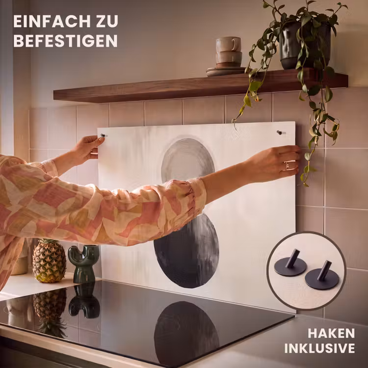 2-in-1 Herdabdeckplatte & Spritzschutz - Kreise - Form - Beige - Abstrakt - Cirkels - Vorm - Beige - Abstract Inductie beschemer met haakjes klein