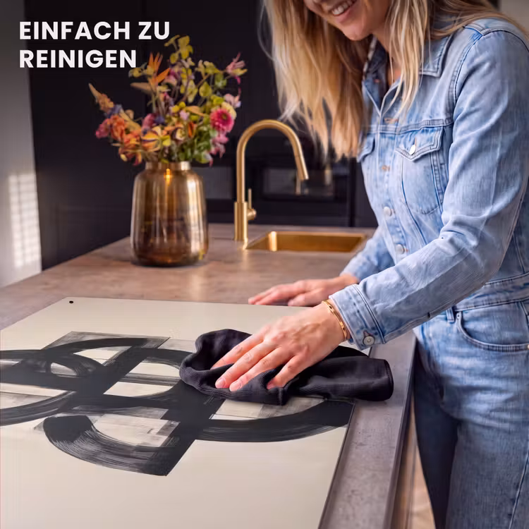 2-in-1 Herdabdeckplatte & Spritzschutz - Kreise - Linien - Formen - Schwarz - Cirkels - Lijnen - Vormen - Zwart Inductie beschemer met haakjes klein