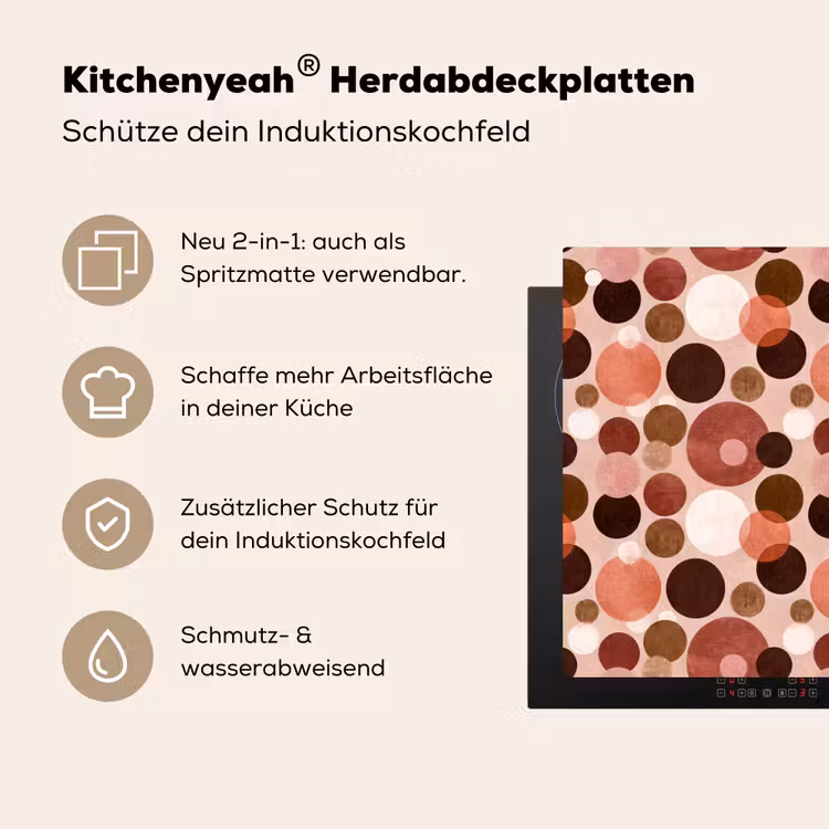 Cirkels - Modern - Kleurrijk Inductie beschemer met haakjes klein 777 -ky-usp-de