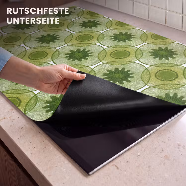2-in-1 Herdabdeckplatte & Spritzschutz - Kreise - Muster - Grün - Cirkels - Patroon - Groen Inductie beschemer met haakjes klein 777
