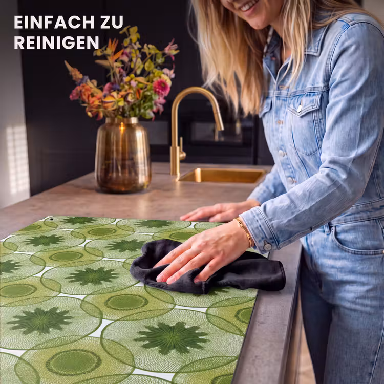 2-in-1 Herdabdeckplatte & Spritzschutz - Kreise - Muster - Grün - Cirkels - Patroon - Groen Inductie beschemer met haakjes klein 777