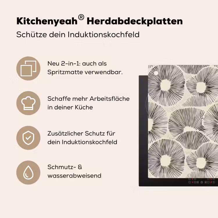 Cirkels - Patroon - Zwart Inductie beschemer met haakjes klein 777 -ky-usp-de