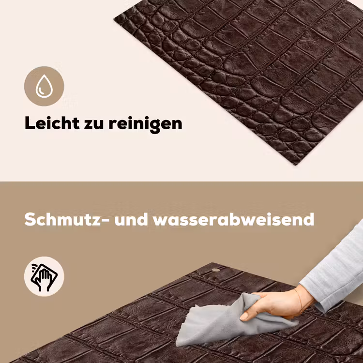 Krokodil - Leer - Bruin Inductie beschemer met haakjes klein -ky-schoon-de