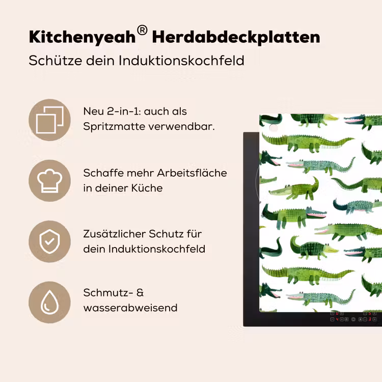 krokodillen - Speels - Groen Inductie beschemer met haakjes klein 777 -ky-usp-de