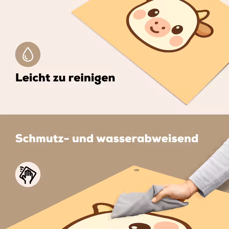 2-in-1 Herdabdeckplatte & Spritzschutz - Kuh - Orange - Cartoon - Koe - Oranje - Cartoon Inductie beschemer met haakjes klein