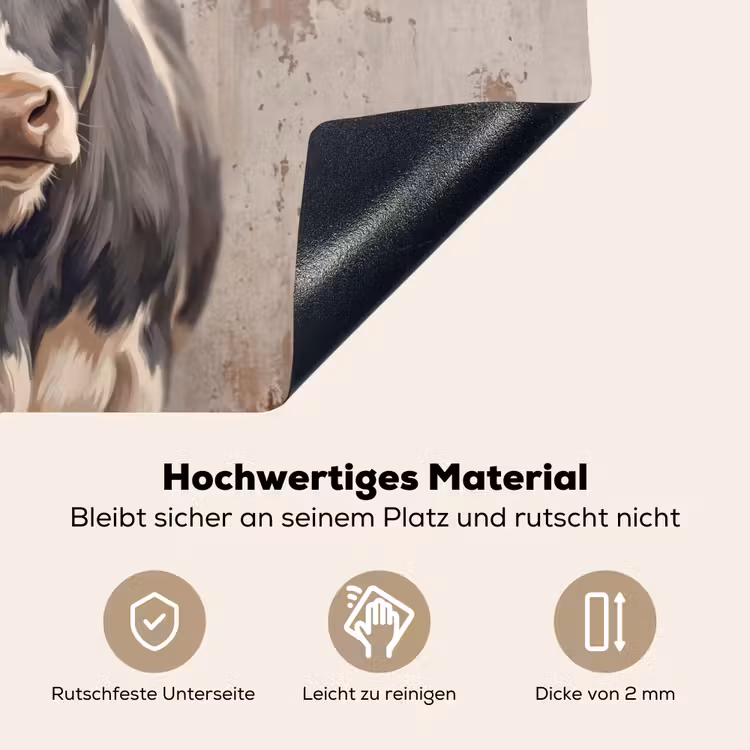Koe - Portret - Dieren - Modern Inductie beschemer met haakjes klein -ky-onderkant-de