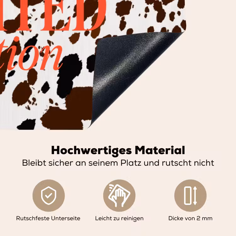 Koeienprint - Limited edition - Rood Inductie beschemer met haakjes klein -ky-onderkant-de
