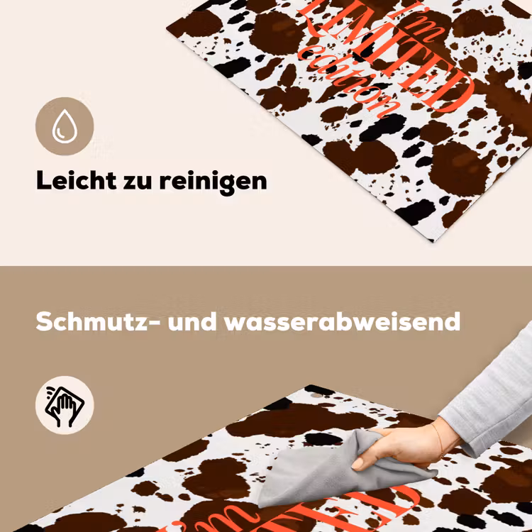 Koeienprint - Limited edition - Rood Inductie beschemer met haakjes klein -ky-schoon-de