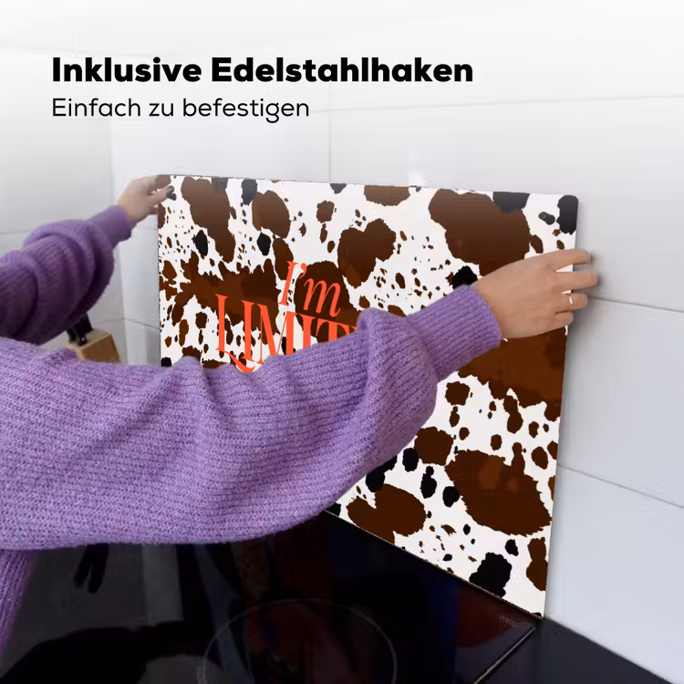 Koeienprint - Limited edition - Rood Inductie beschemer met haakjes klein -ky-ophangen-de