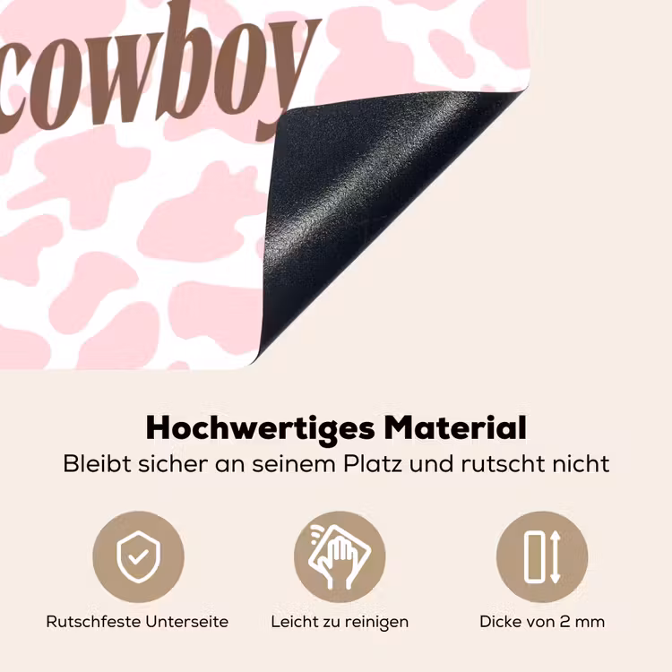 Koeienprint - Roze - Cowboy - Horse Inductie beschemer met haakjes klein -ky-onderkant-de