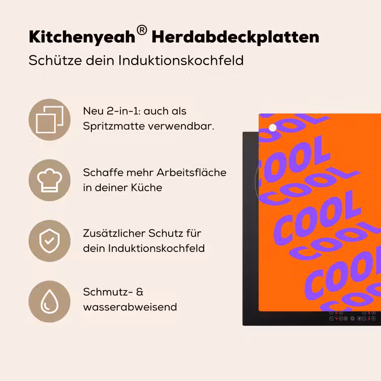 Cool - Paars - Oranje Inductie beschemer met haakjes klein -ky-usp-de