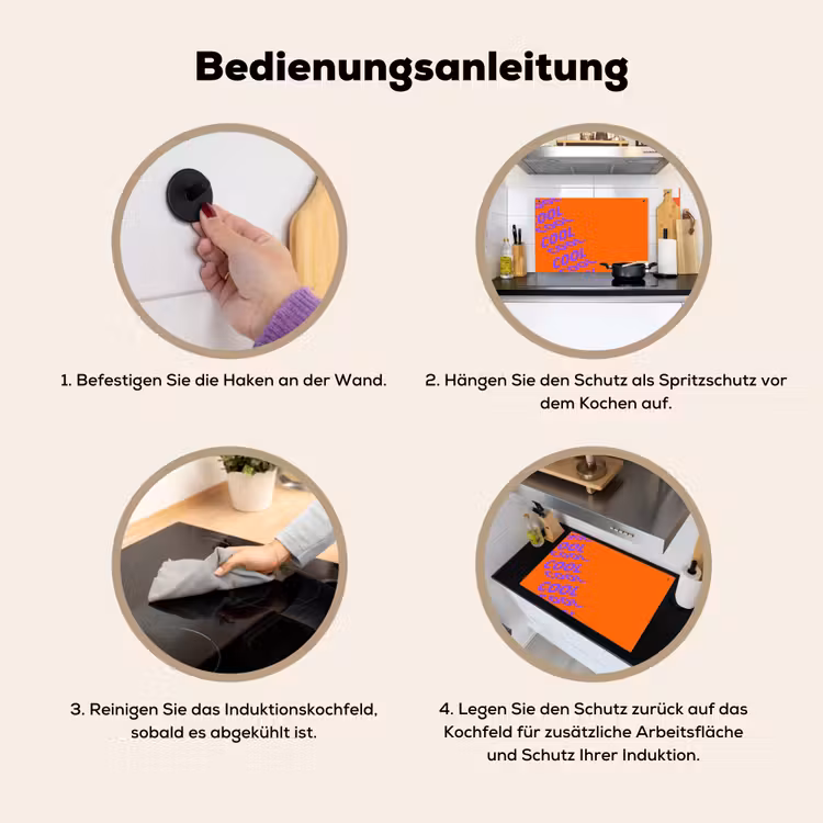Cool - Paars - Oranje Inductie beschemer met haakjes klein -ky-gebruik-de