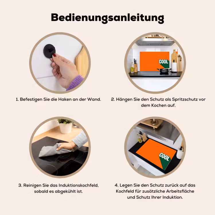 Cool - Oranje - Groen Inductie beschemer met haakjes klein -ky-gebruik-de