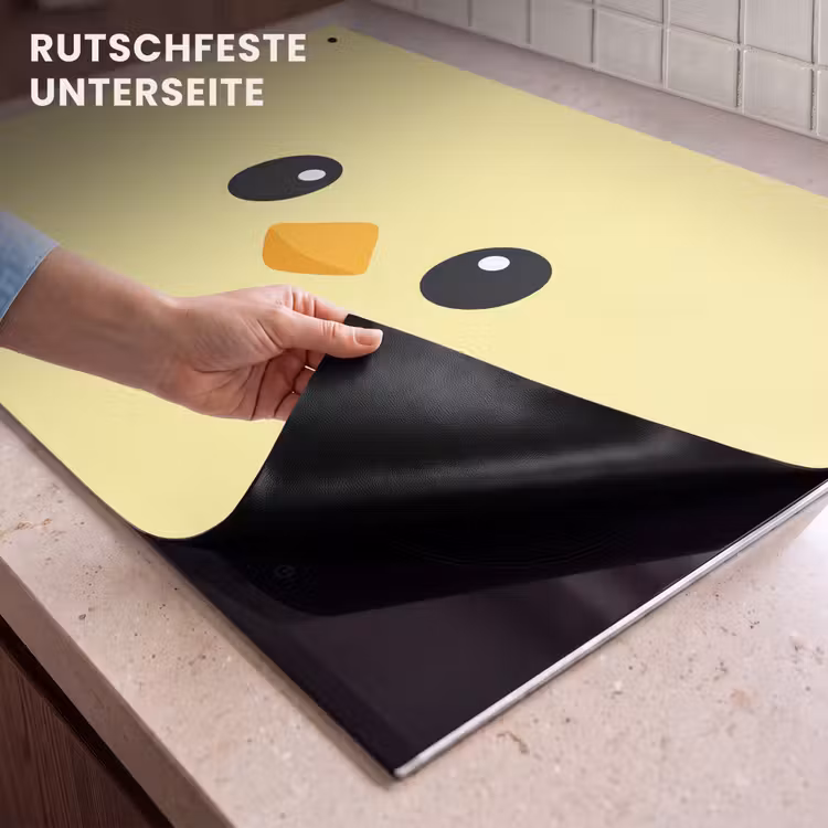2-in-1 Herdabdeckplatte & Spritzschutz - Küken - Fröhlich - Gelb - Minimalistisch — 4