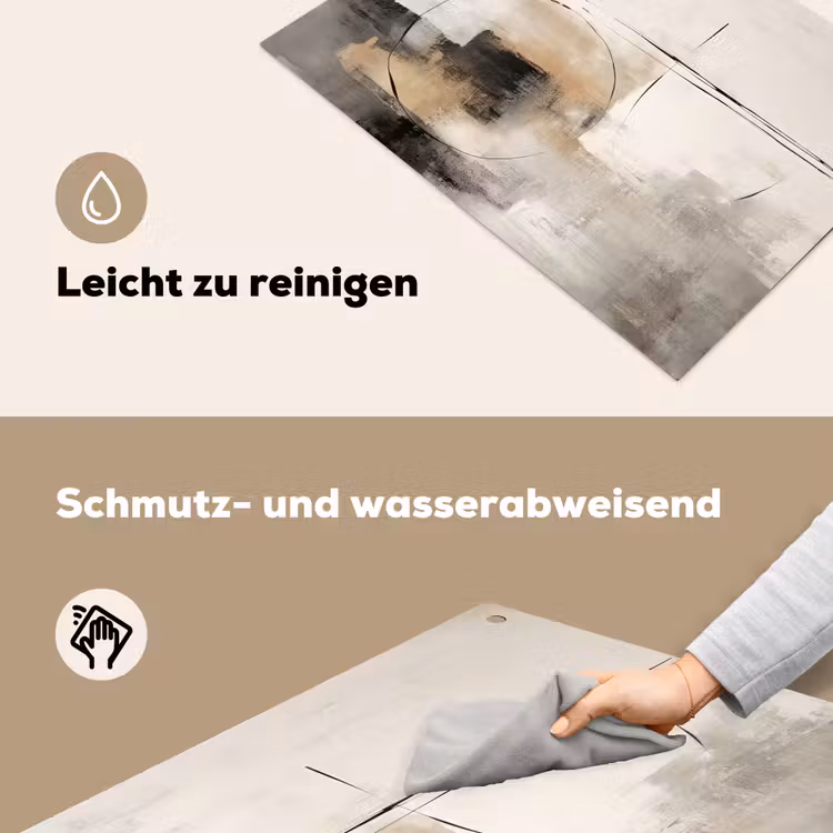 2-in-1 Herdabdeckplatte & Spritzschutz - Kunst - Abstrakt - Grau - Industriell - Kunst - Abstract - Grijs - Industrieel Inductie beschemer met haakjes klein