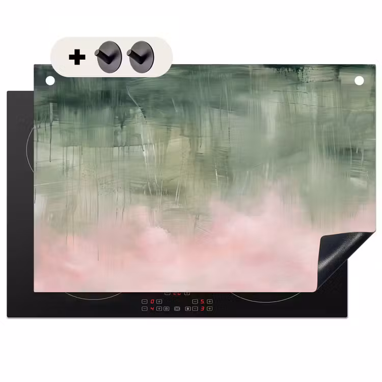 Kunst - Abstract - Modern - Groen - Roze Inductie beschemer met haakjes klein -3d
