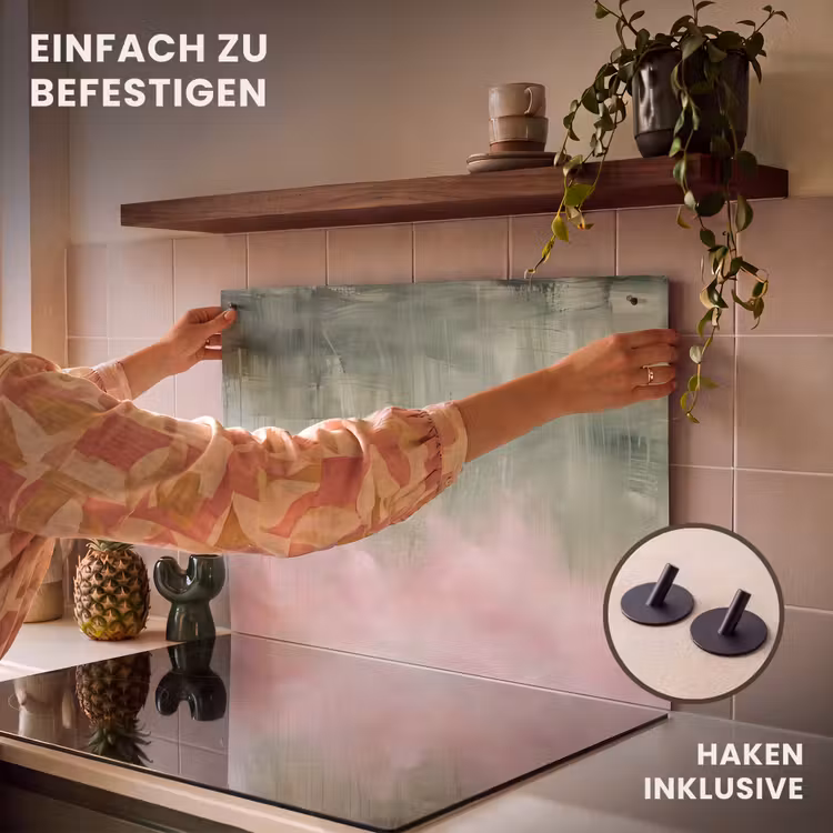 Kunst - Abstract - Modern - Groen - Roze Inductie beschemer met haakjes klein -ky-ophangen-de