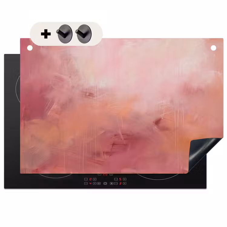 Kunst - Vloeiend - Pastel - Abstract Inductie beschemer met haakjes klein -3d
