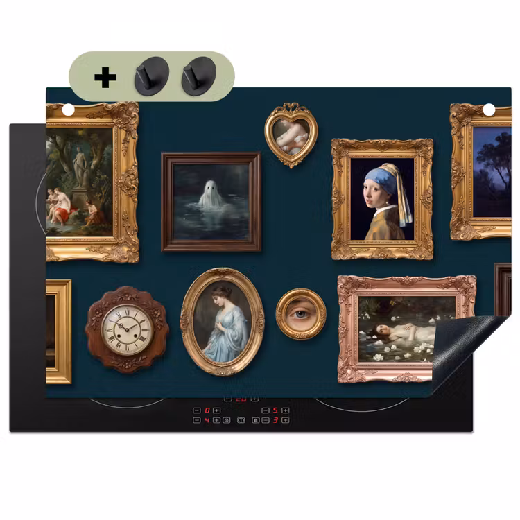 Kunst - Schilderijen - Decoratie - Klassiek - Groen Inductie beschemer met haakjes klein -3d