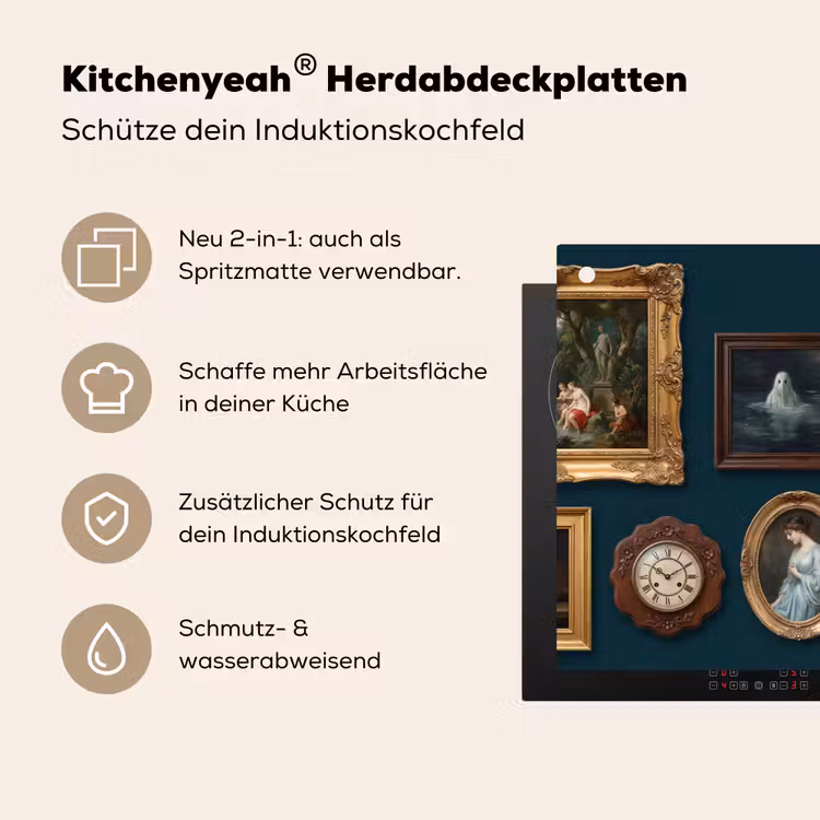 Kunst - Schilderijen - Decoratie - Klassiek - Groen Inductie beschemer met haakjes klein -ky-usp-de