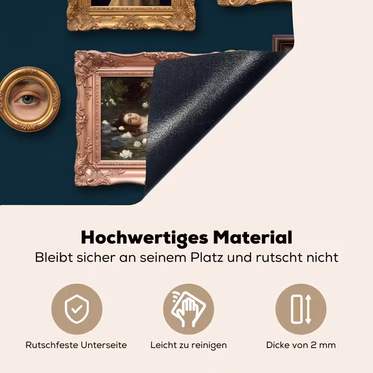 Kunst - Schilderijen - Decoratie - Klassiek - Groen Inductie beschemer met haakjes klein -ky-onderkant-de