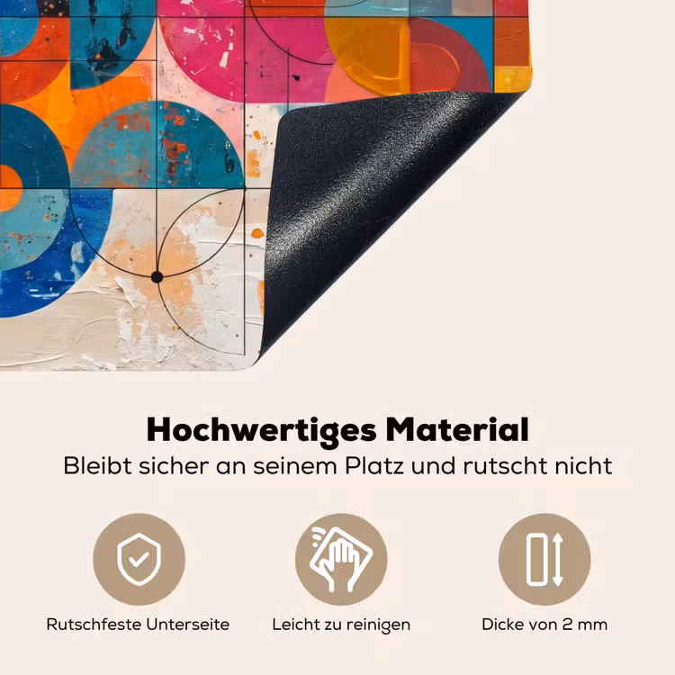 Kunst - Geometrisch - Abstract - Kleurrijk Inductie beschemer met haakjes klein -ky-onderkant-de