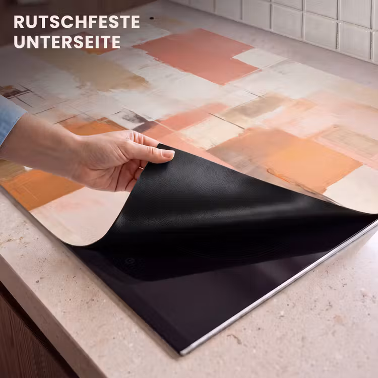 2-in-1 Herdabdeckplatte & Spritzschutz - Kunst - Rosa - Abstrakt - Kunst - Roze - Abstract Inductie beschemer met haakjes klein