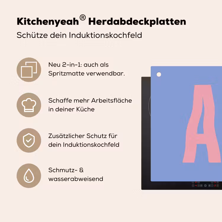 Art - Roze - Blauw Inductie beschemer met haakjes klein -ky-usp-de