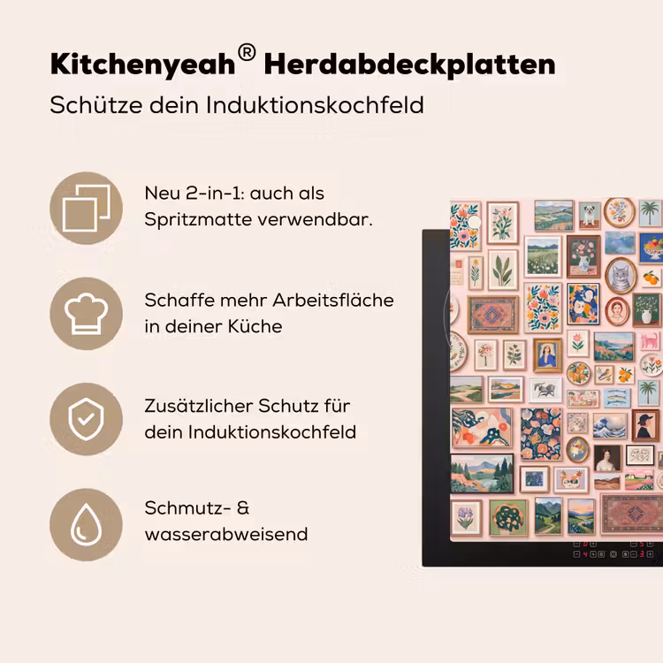 Kunst - Collectie - Decoratie - Modern - Kleurrijk Inductie beschemer met haakjes klein -ky-usp-de