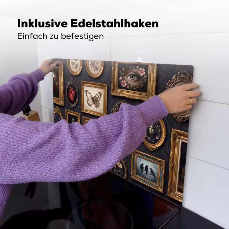 Kunst - Collectie - Vintage - Klassiek - Donker Inductie beschemer met haakjes klein -ky-ophangen-de