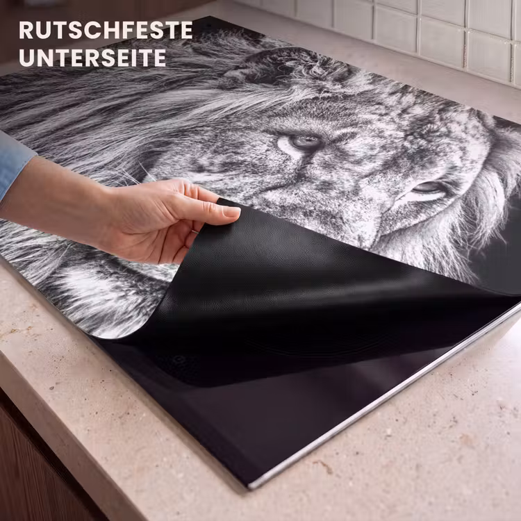 2-in-1 Herdabdeckplatte & Spritzschutz - Kupferstich eines Königs - Gravure van een Koning Inductie beschemer met haakjes klein