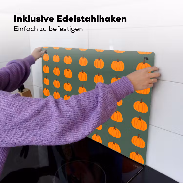 Pompoen - Patroon - Oranje Inductie beschemer met haakjes klein 777 -ky-ophangen-de