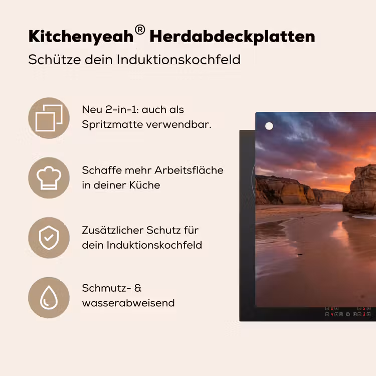 Kust - Rots - Zonsondergang - Zee - Natuur Inductie beschemer met haakjes klein -ky-usp-de