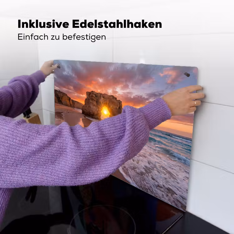 Kust - Rots - Zonsondergang - Zee - Natuur Inductie beschemer met haakjes klein -ky-ophangen-de