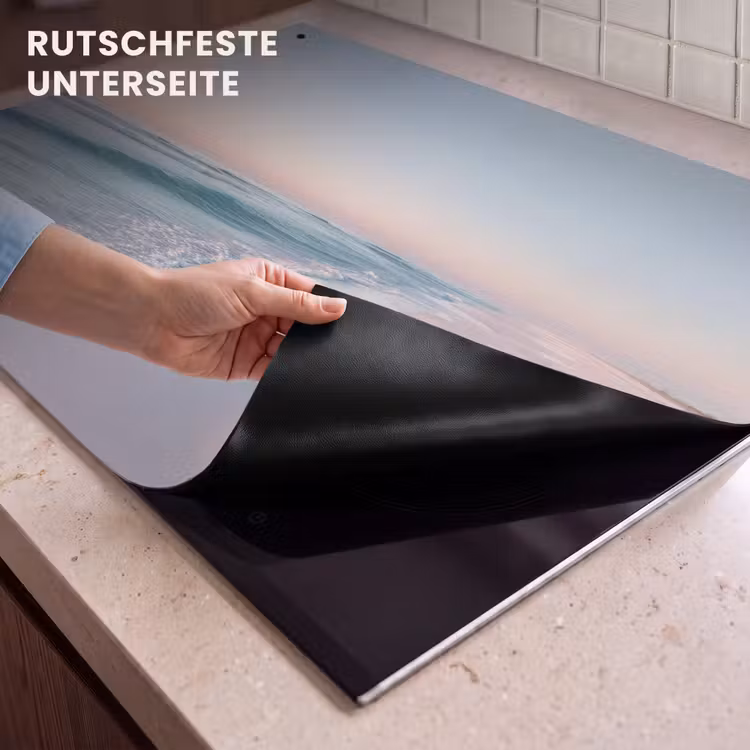 2-in-1 Herdabdeckplatte & Spritzschutz - Küstenlinie - Pastell - Wasser - Kustlijn - Pastel - water Inductie beschemer met haakjes klein