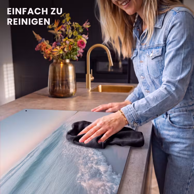 2-in-1 Herdabdeckplatte & Spritzschutz - Küstenlinie - Pastell - Wasser - Kustlijn - Pastel - water Inductie beschemer met haakjes klein