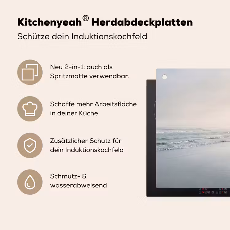 Kustlijn - Strand - Oceaan Inductie beschemer met haakjes klein -ky-usp-de