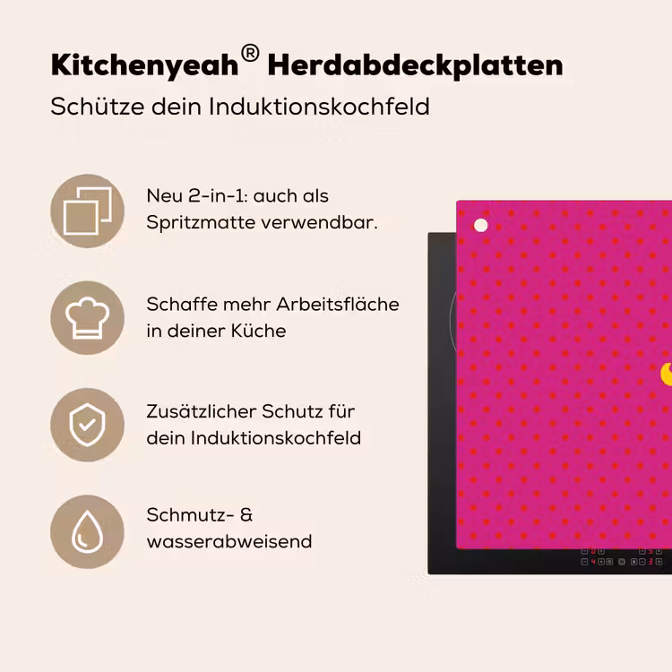 Smile - Stippen - Geel - Smiley - Roze Inductie beschemer met haakjes klein -ky-usp-de