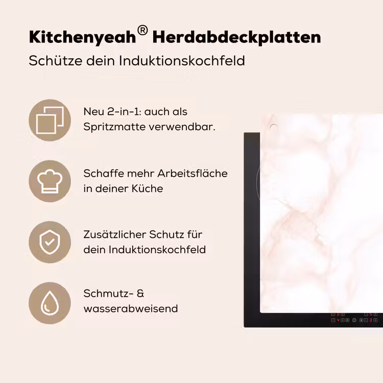 Zalmroze - Marmer - Aders Inductie beschemer met haakjes klein 777 -ky-usp-de