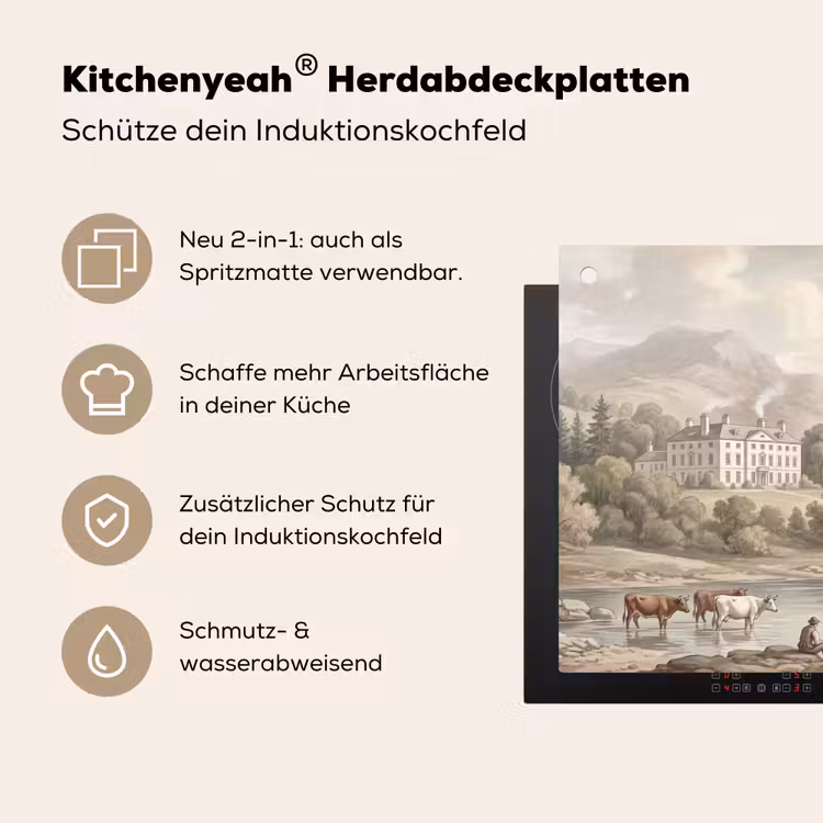 Landhuis - Rivier - Vee Inductie beschemer met haakjes klein -ky-usp-de