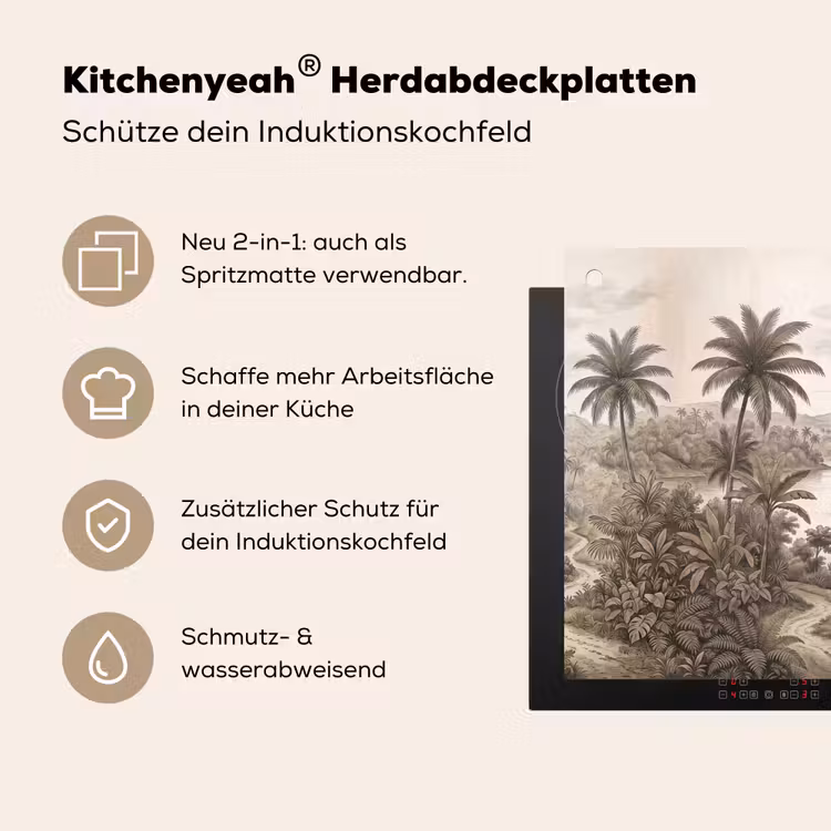 Landschap - Rivier - Boot - Tropisch - Vintage Inductie beschemer met haakjes klein -ky-usp-de