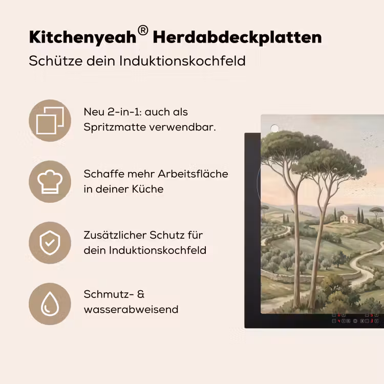 Landschap - Heuvels - Zandpad - Groen Inductie beschemer met haakjes klein -ky-usp-de