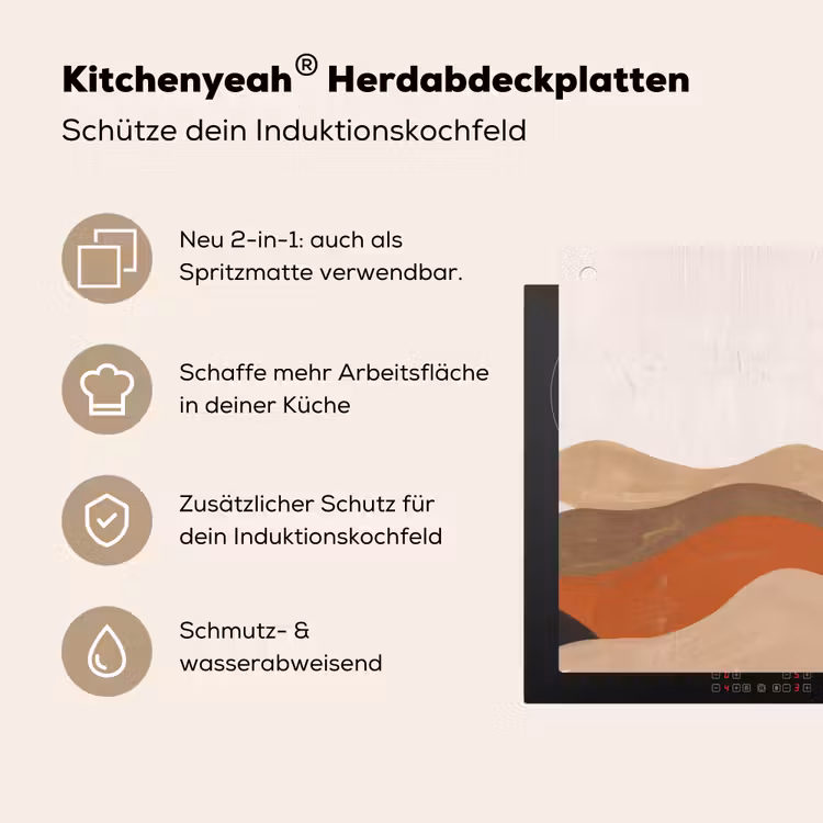 Landschap - Heuvels - Zon - Abstract - Oranje Inductie beschemer met haakjes klein -ky-usp-de